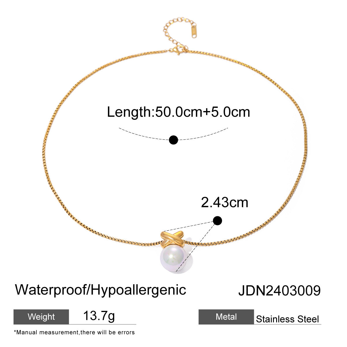 18K Gold Stainless Steel Cross Pendant Necklace – Fashion Pearl Women’s Jewellery