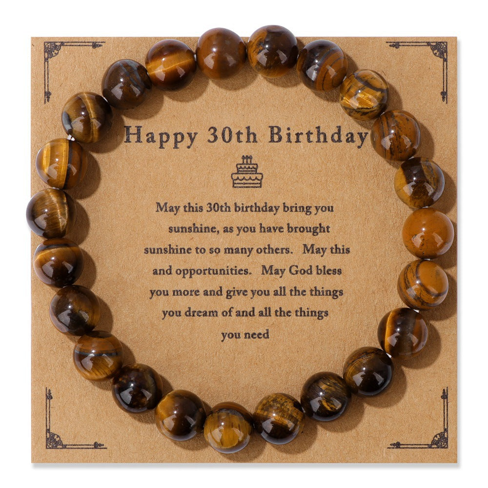 Birthday Gift Men’s Bracelet – Natural Stone Beads on Elastic String