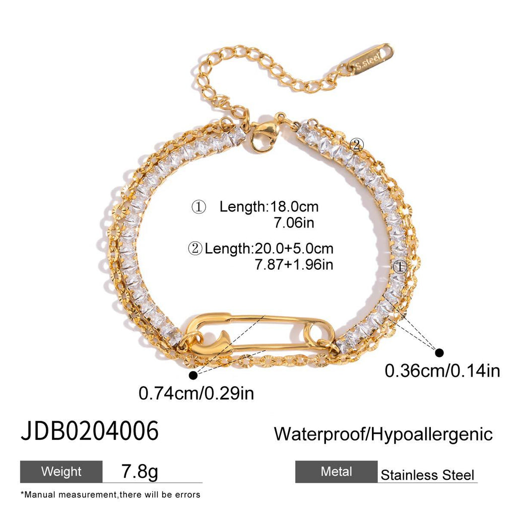 Stainless Steel Zircon Bracelet – Elegant Women’s Accessory
