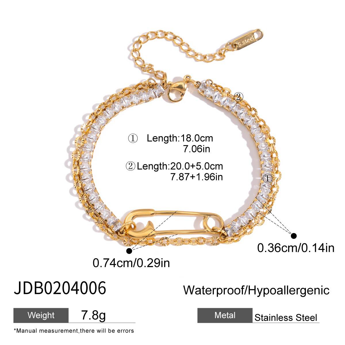 Stainless Steel Zircon Bracelet – Elegant Women’s Accessory