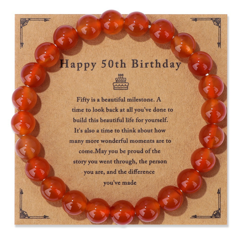 Birthday Gift Men’s Bracelet – Natural Stone Beads on Elastic String