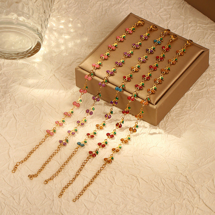 Vintage Bohemian Painted Dripping Oil Geometric Bracelet & Necklace Set – Alloy Ornament