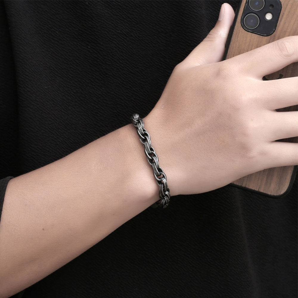 Vintage Distressed Titanium Steel Bracelet – Men’s Accessory