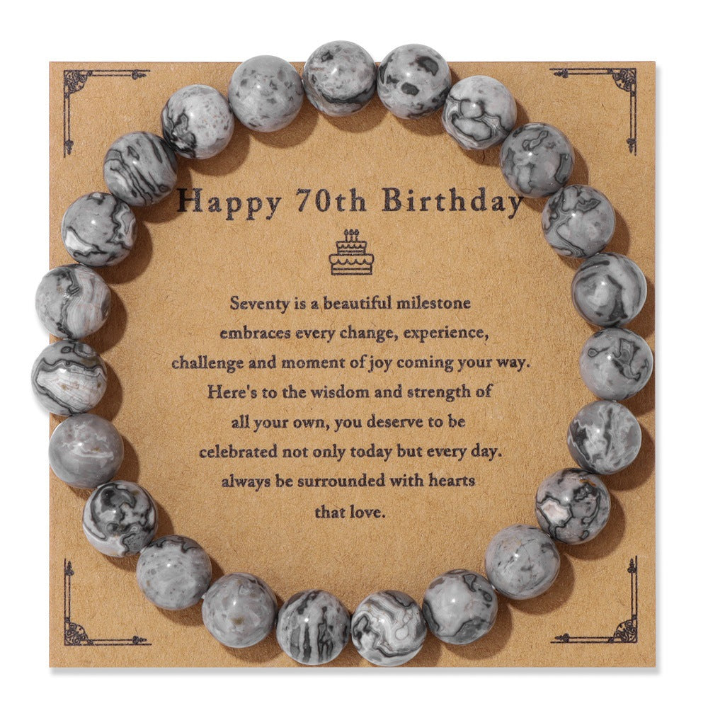 Birthday Gift Men’s Bracelet – Natural Stone Beads on Elastic String