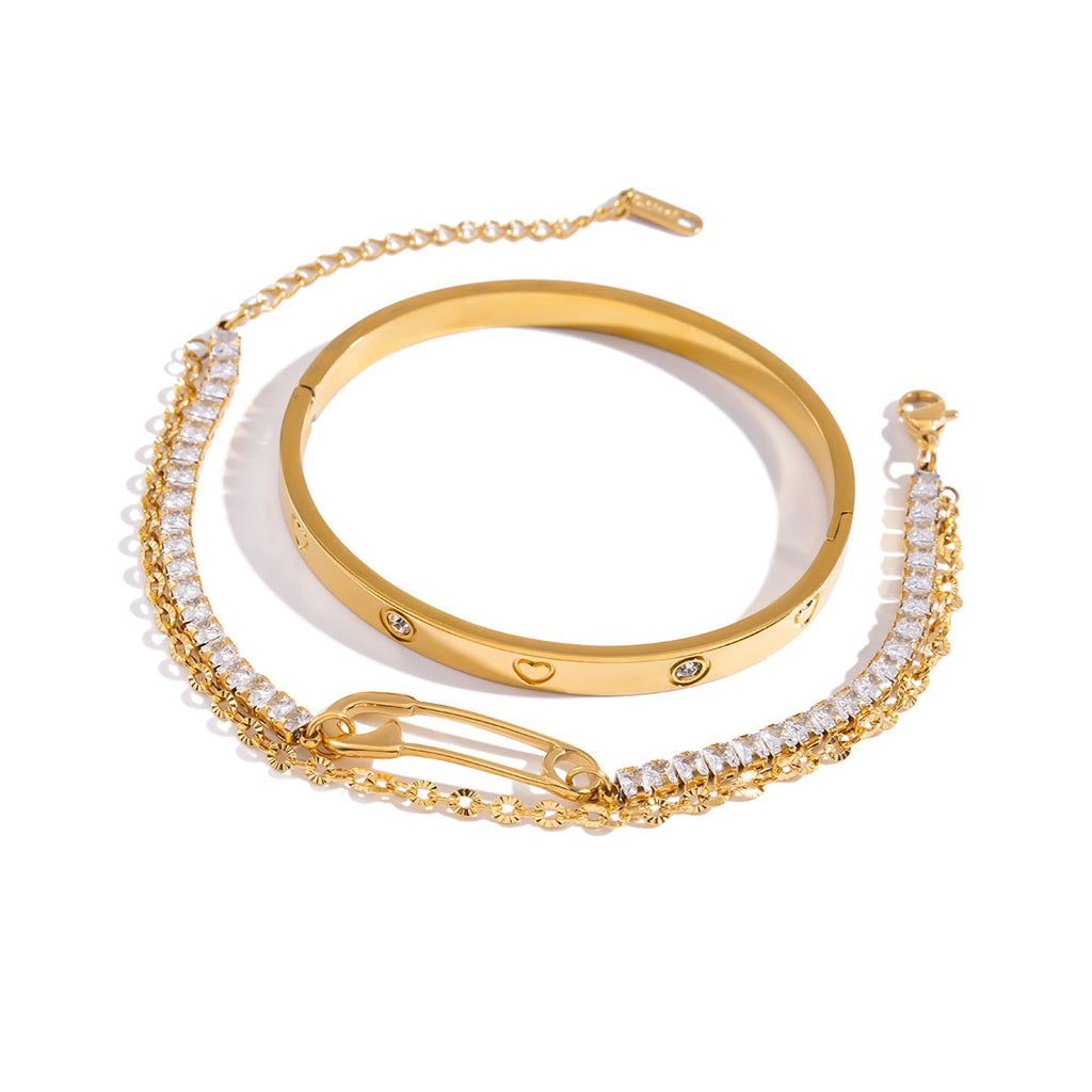 Stainless Steel Zircon Bracelet – Elegant Women’s Accessory