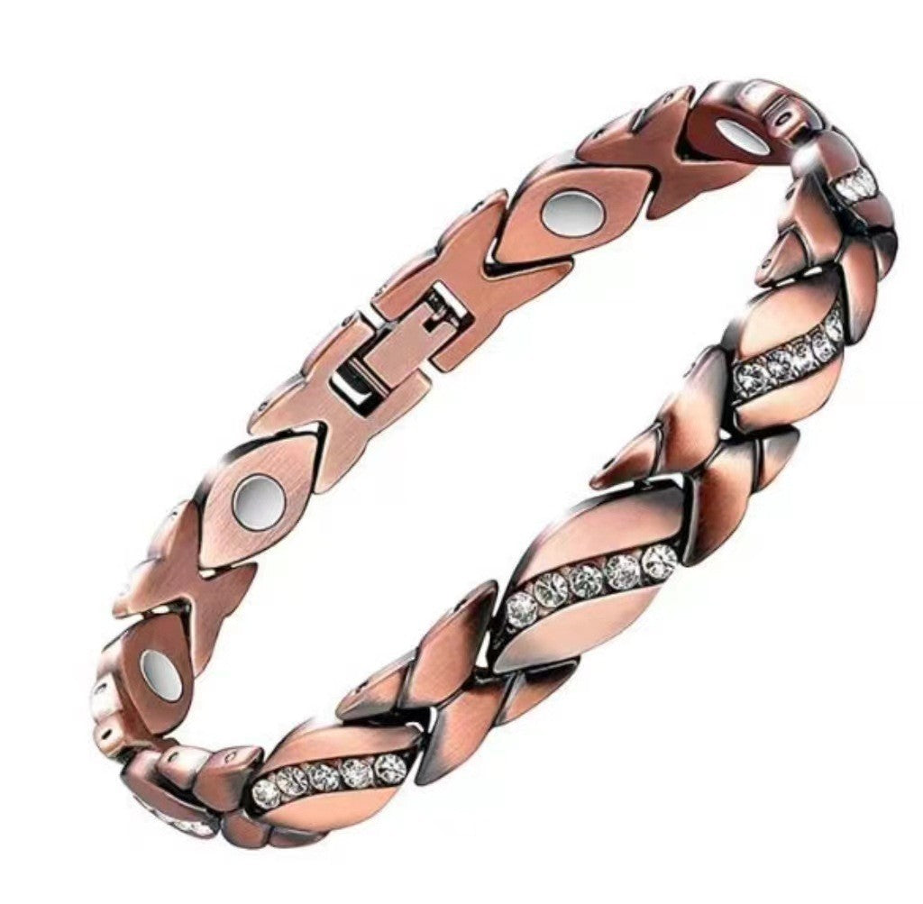 Men’s and Women’s Bronze Magnet Bracelet – Vintage Three-Row Fashion Design