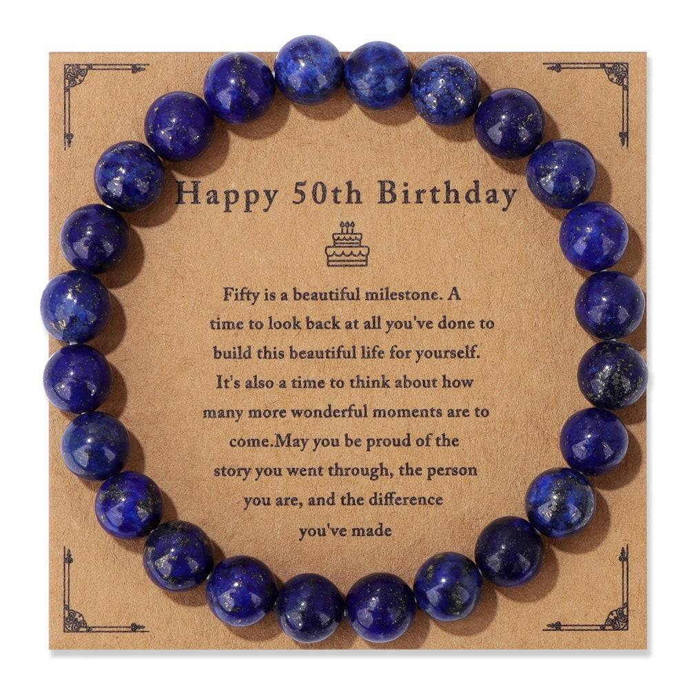 Birthday Gift Men’s Bracelet – Natural Stone Beads on Elastic String