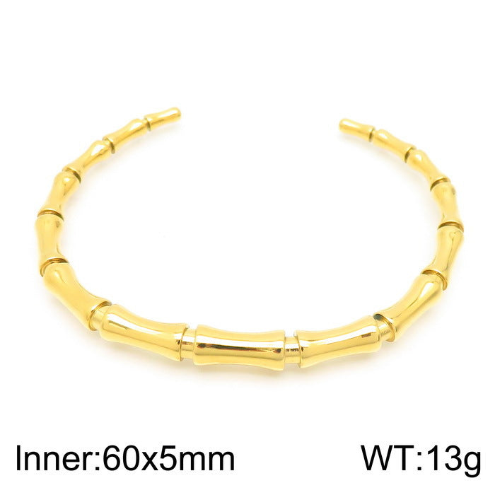 Titanium Steel Bamboo Bracelet – Women’s Fashion Wrist Jewellery