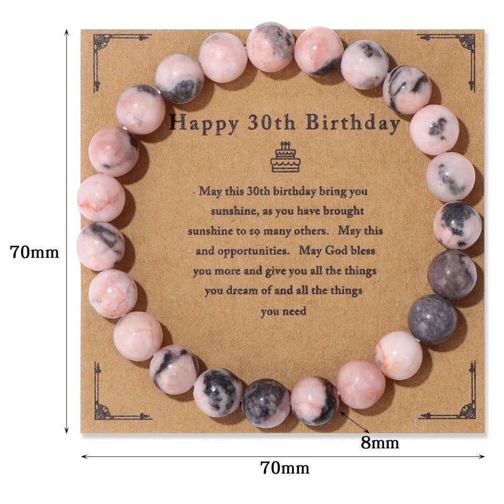 Birthday Gift Men’s Bracelet – Natural Stone Beads on Elastic String