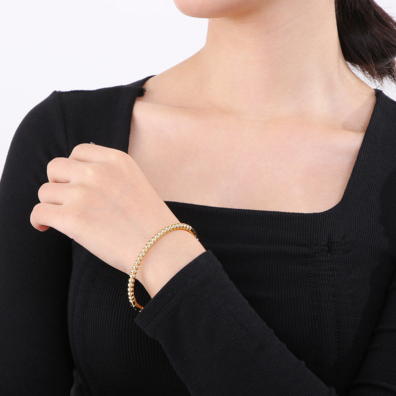 Titanium Steel Bamboo Bracelet – Women’s Fashion Wrist Jewellery