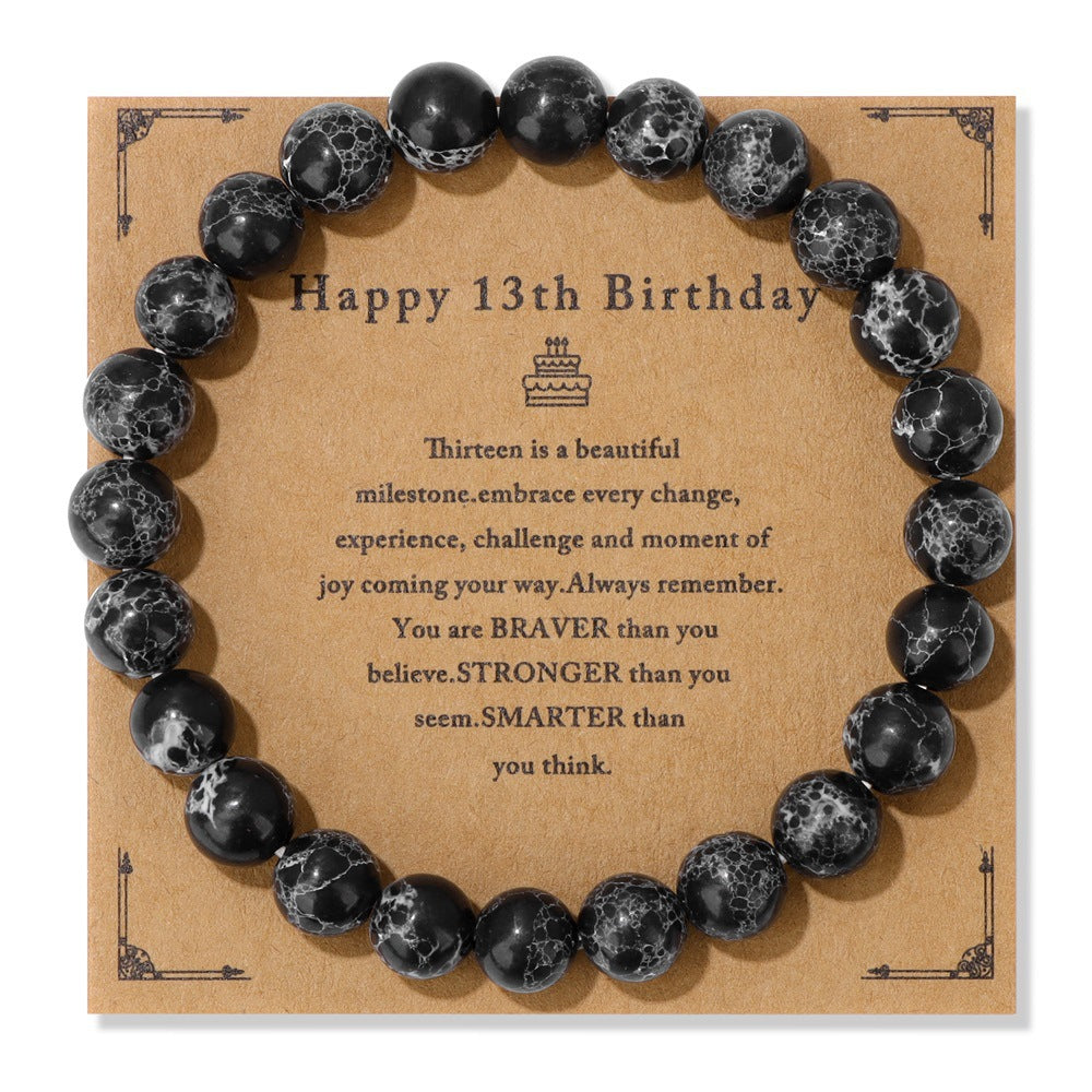 Birthday Gift Men’s Bracelet – Natural Stone Beads on Elastic String