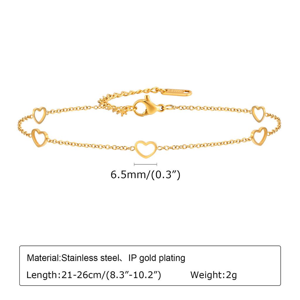 Women’s Love Heart Anklet – Stainless Steel Hollow Heart Foot Bracelet