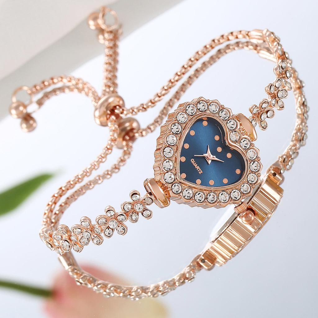Women’s Flower Chain Diamond-Embedded Love Watch – Elegant All-Match Design