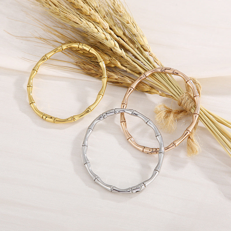 Titanium Steel Bamboo Bracelet – Women’s Fashion Wrist Jewellery