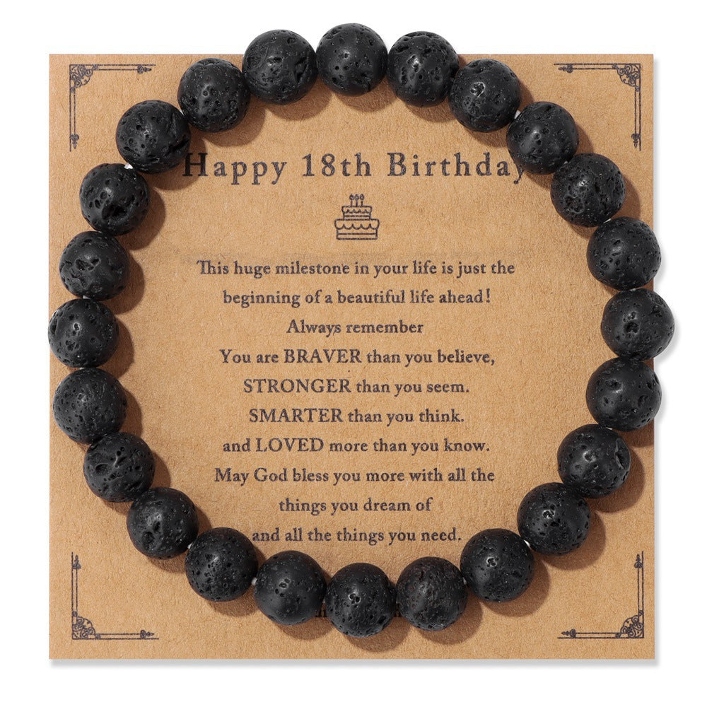 Birthday Gift Men’s Bracelet – Natural Stone Beads on Elastic String