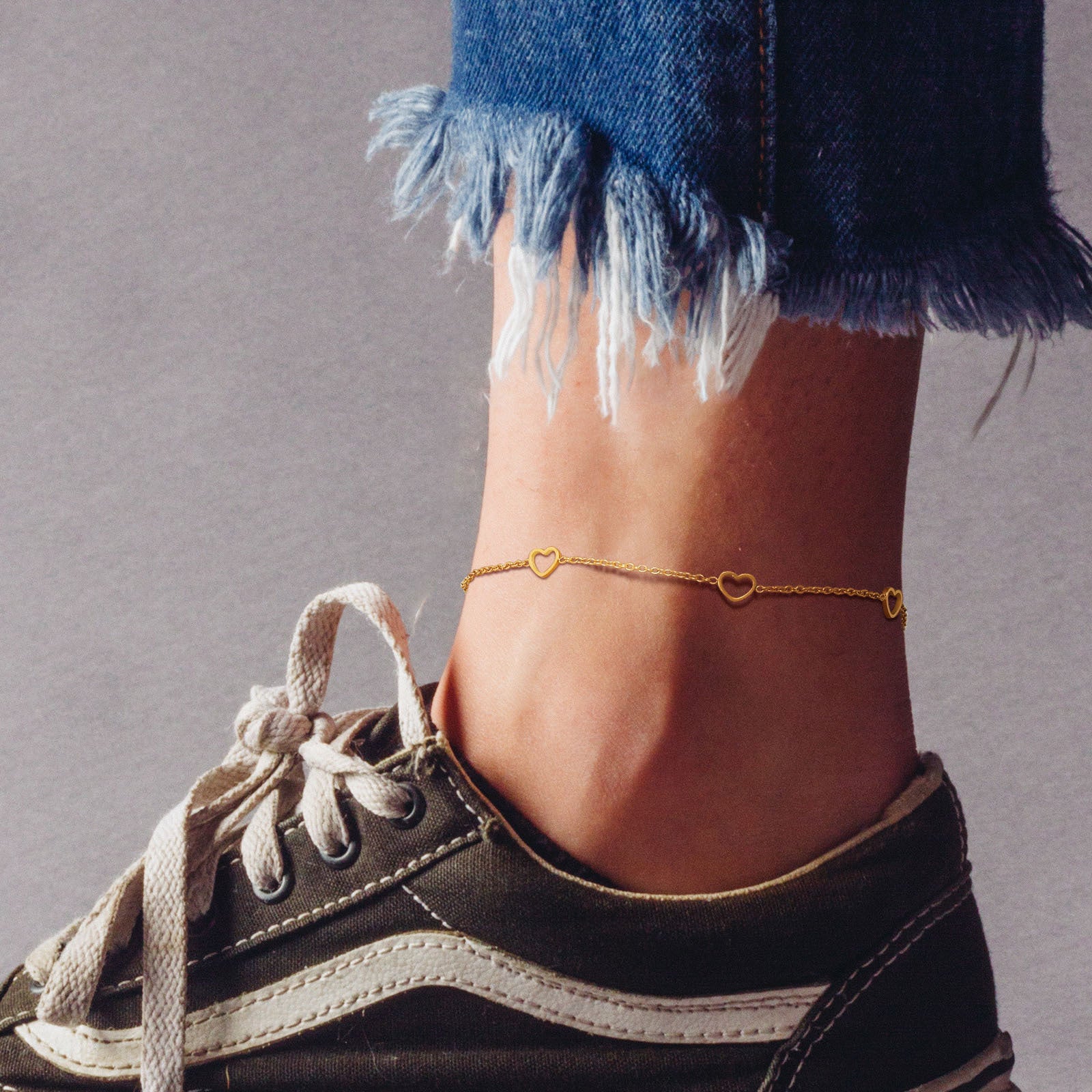 Women’s Love Heart Anklet – Stainless Steel Hollow Heart Foot Bracelet