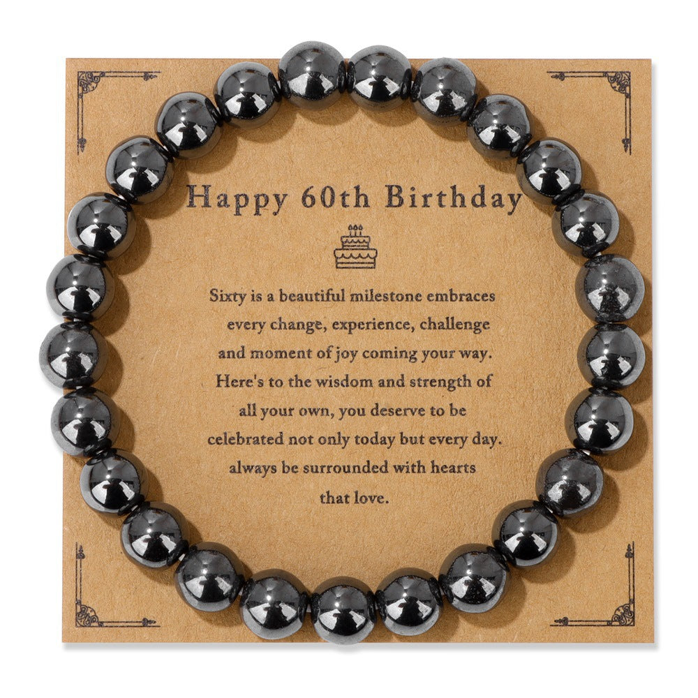 Birthday Gift Men’s Bracelet – Natural Stone Beads on Elastic String