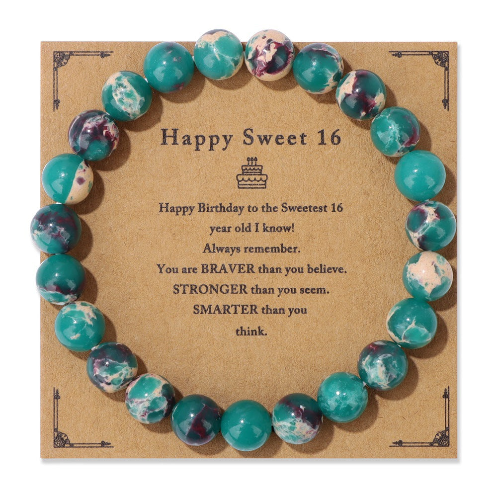 Birthday Gift Men’s Bracelet – Natural Stone Beads on Elastic String