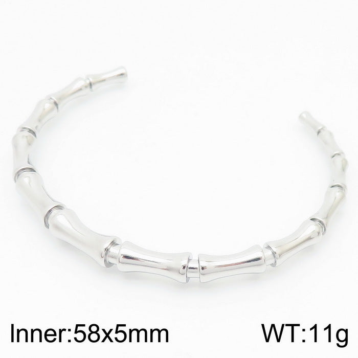 Titanium Steel Bamboo Bracelet – Women’s Fashion Wrist Jewellery