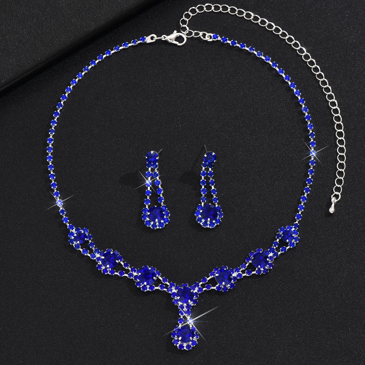 Elegant Rhinestone Crystal Necklace & Earrings Set – Women’s Jewellery