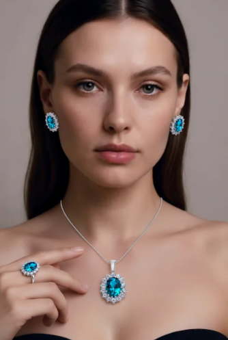 Crystal Jewelry Bridal Necklace Earrings Ring Jewelry Set