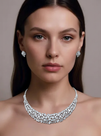 Elegant Shimmer Zircon Necklace & Earring Set – Women’s Fashion Jewelry