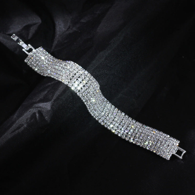 Women’s Three-Row Diamond Bracelet – European & American Style