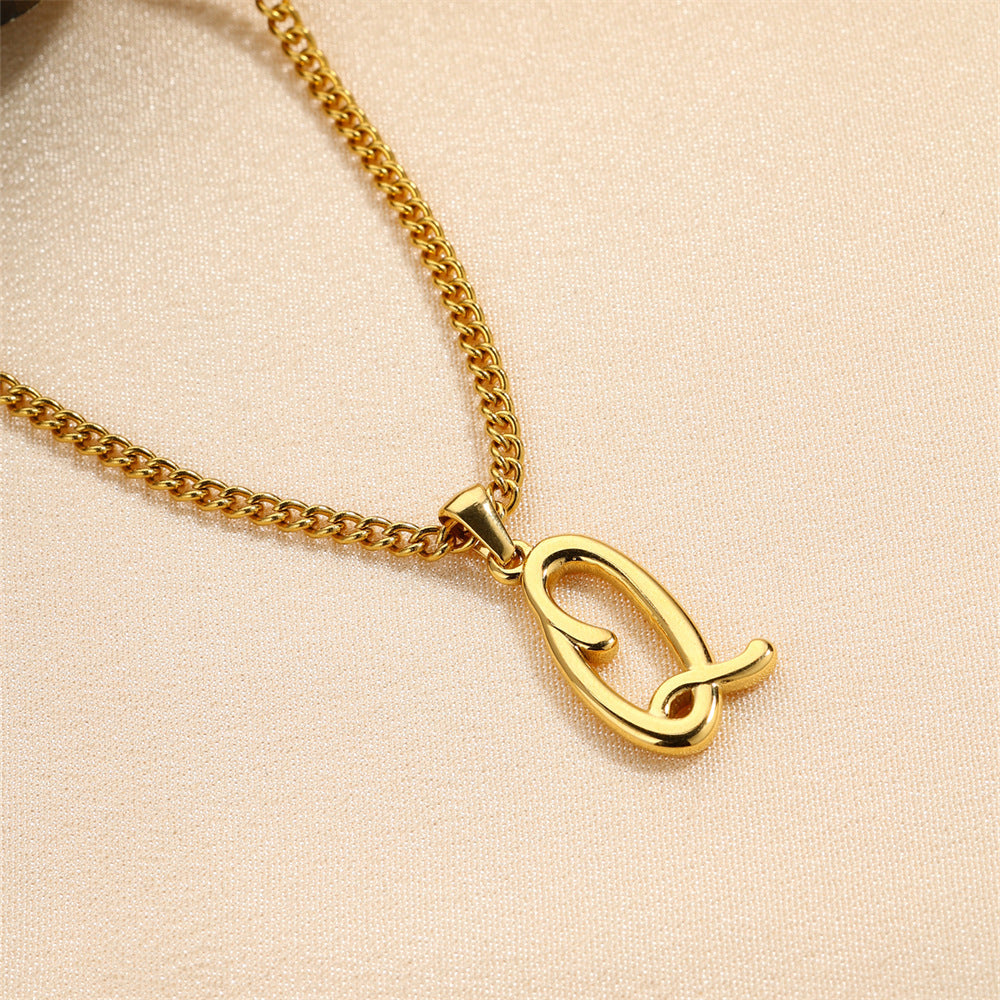 18K Gold Plated Stainless Steel Mini Letter Pendant Necklace