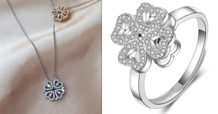 Detachable Four-Leaf Clover Necklace – Women’s Multi-Wear Zircon Chain