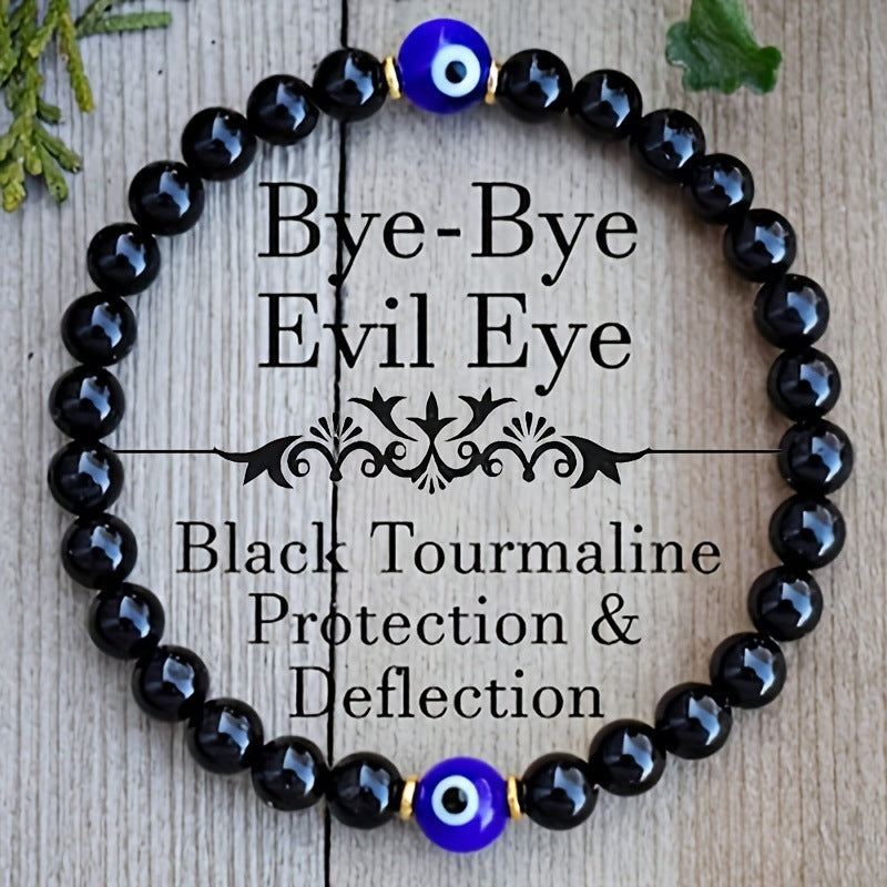 Fashion Devil's Eye 8mm Obsidian Beaded Bracelet