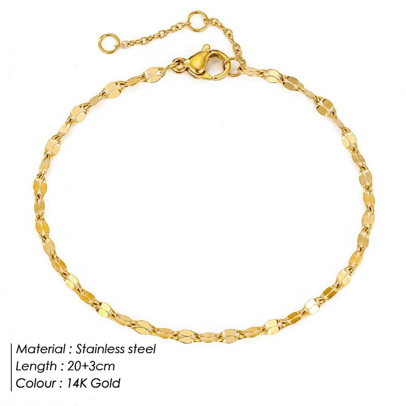Women’s Gold Plated Anklet – Stainless Steel Lip Chain Foot Jewellery