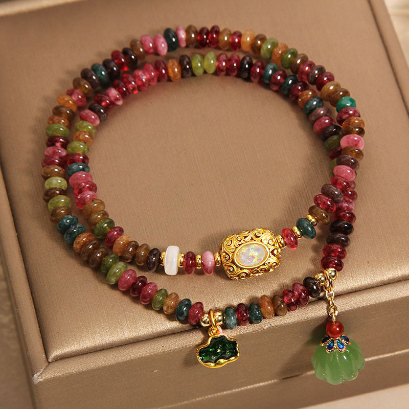 Double Ring Rainbow Tourmaline Bracelet – Abacus Beads Design