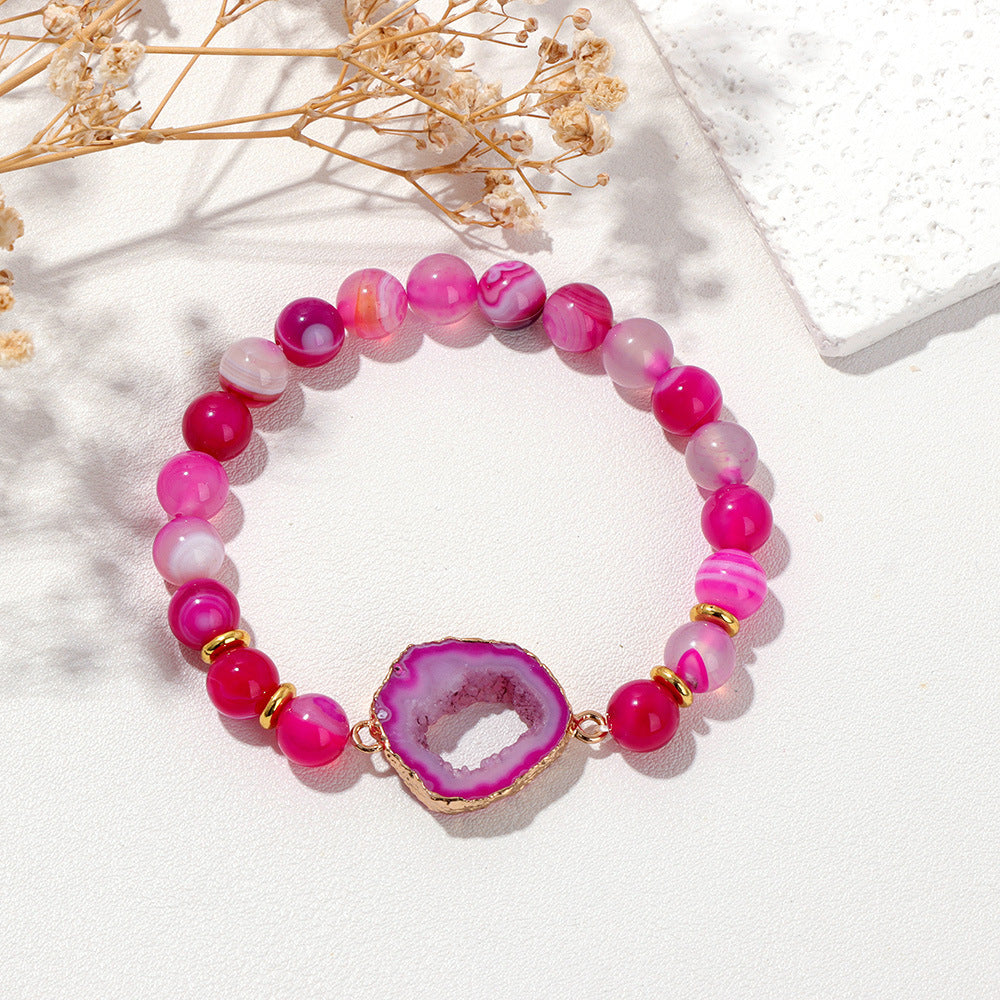 Agate Bead Bracelet for Women – Natural Vug Stone Crystal Jewellery