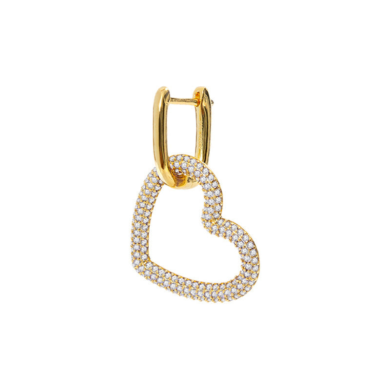 European & American INS Heart-Shaped Diamond Earrings – Small Fashion Jewellery