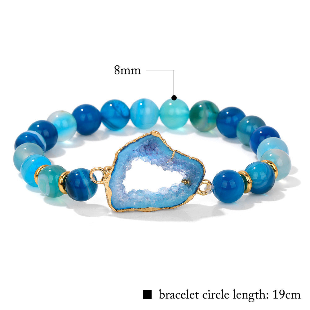Agate Bead Bracelet for Women – Natural Vug Stone Crystal Jewellery