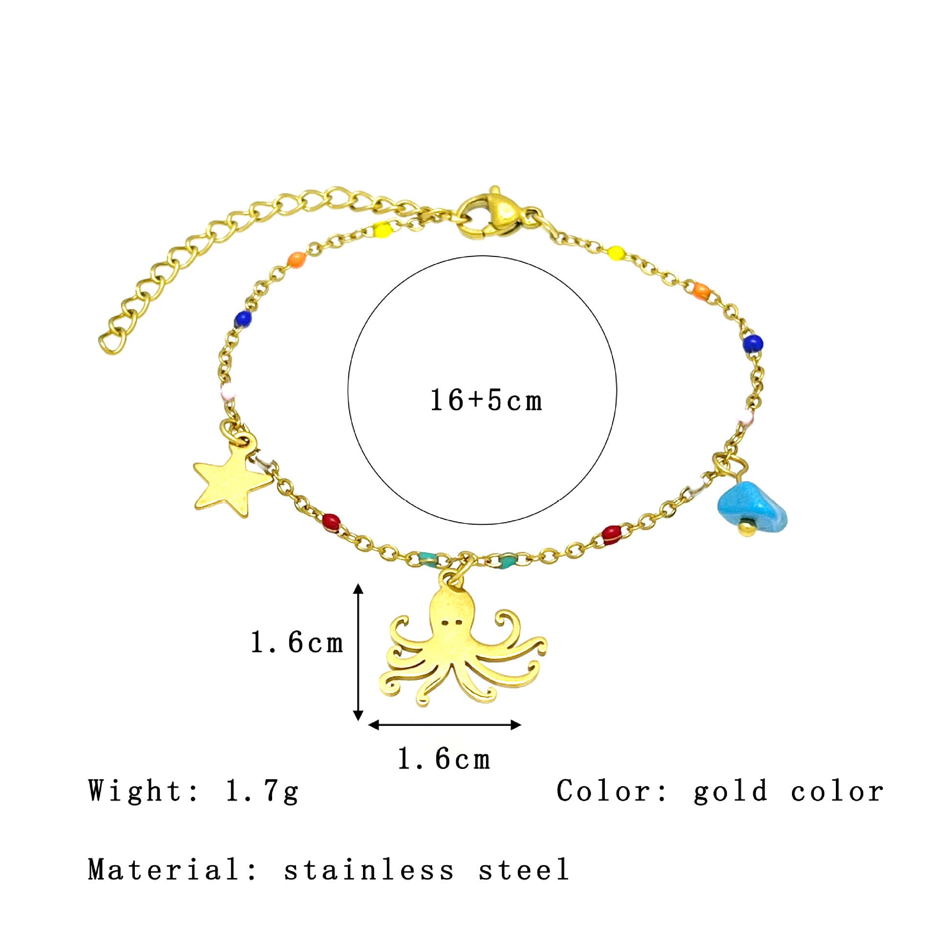 Sea Life Adjustable Bracelet with Seahorse and Starfish Charms