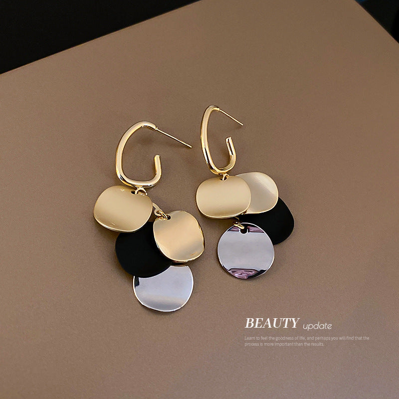 Frosty Metallic Sequin Circle Earrings – Silver Needle Hooks