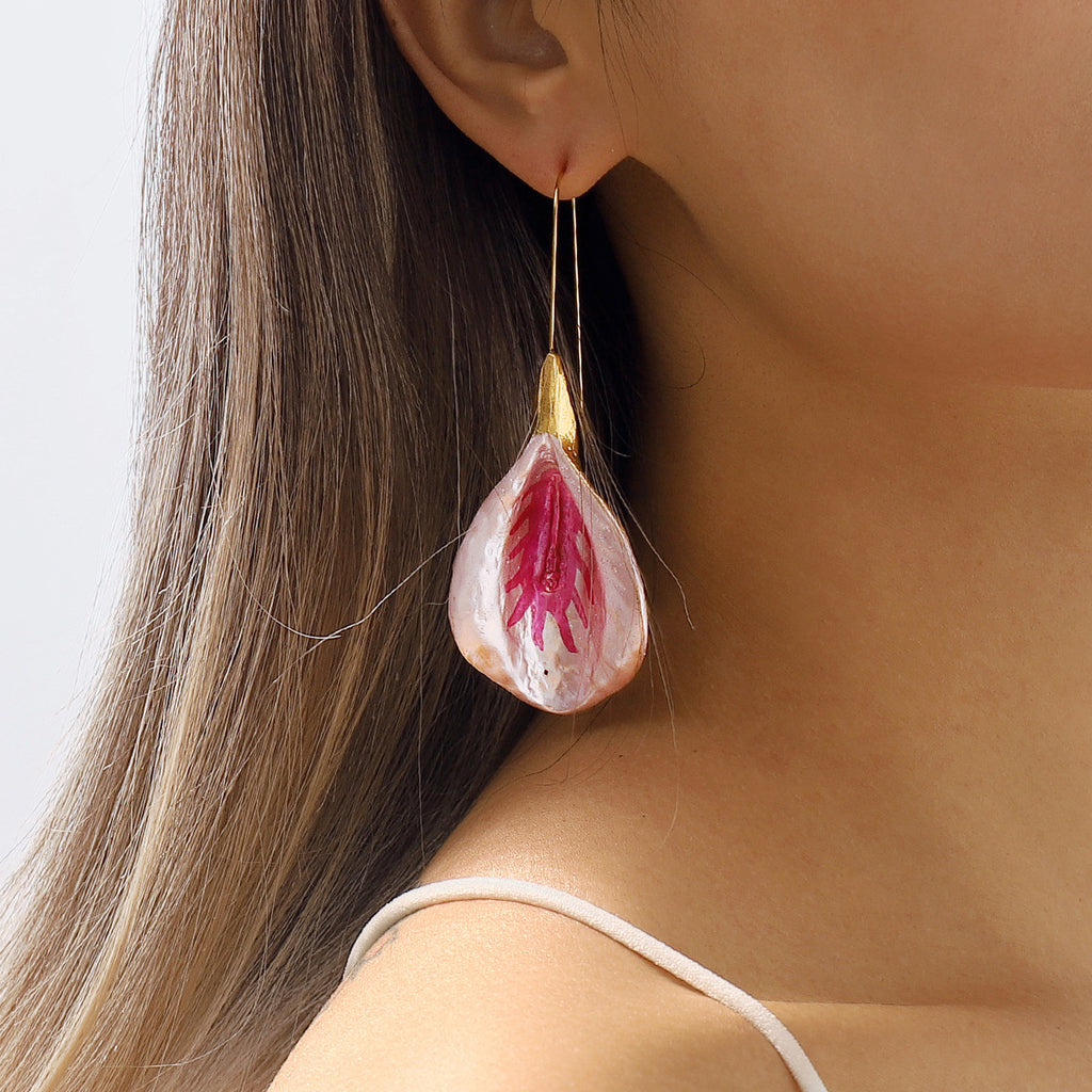 Fashion Colorful Flower Drop Earrings – European & American Holiday Style Alloy Jewellery