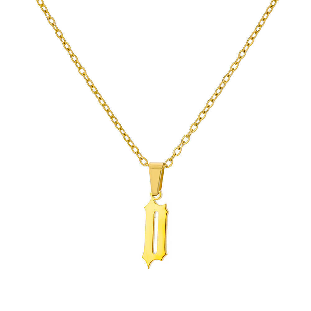 18K Gold-Plated Stainless Steel Pendant Necklace – Ancient English Letter Design
