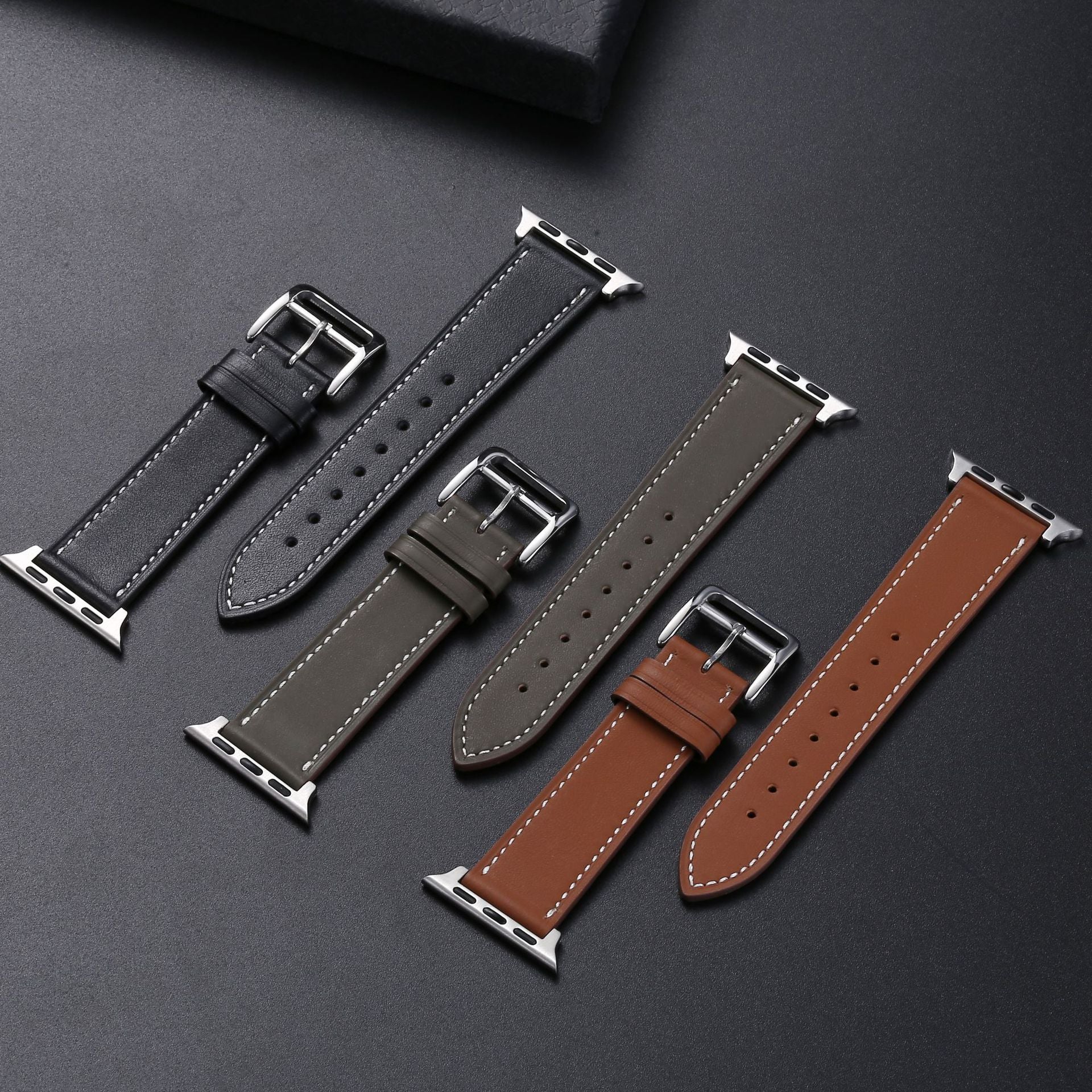 Genuine Cow Leather Watch Band – Casual Needle Pattern Strap for Watches