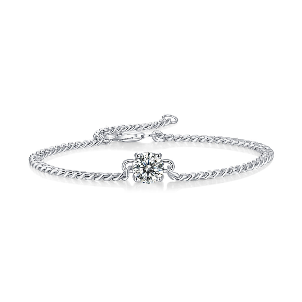 Cuban Luxury Mosan Diamond Silver Bracelet – Natural Diamond Look Jewellery