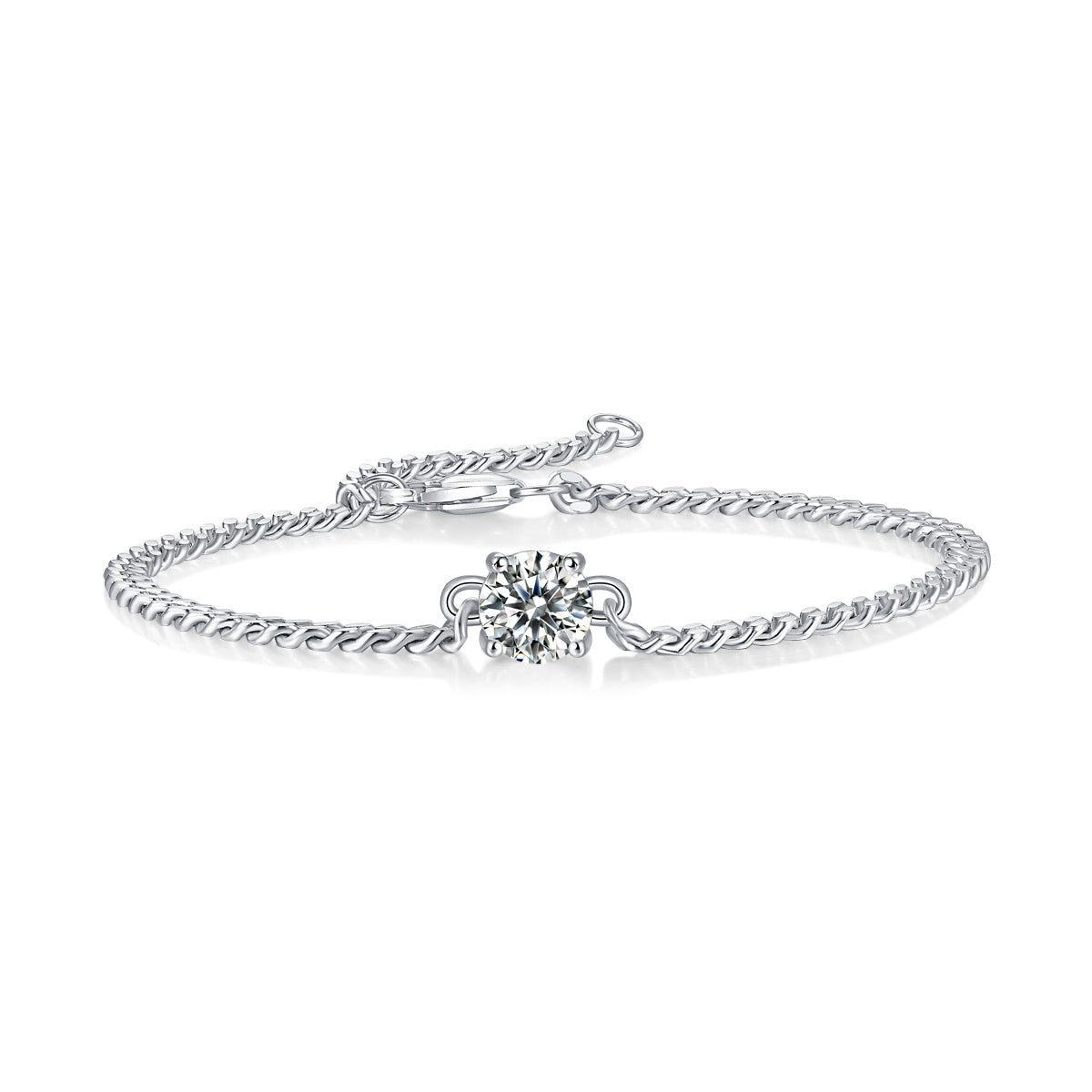 Cuban Luxury Mosan Diamond Silver Bracelet – Natural Diamond Look Jewellery