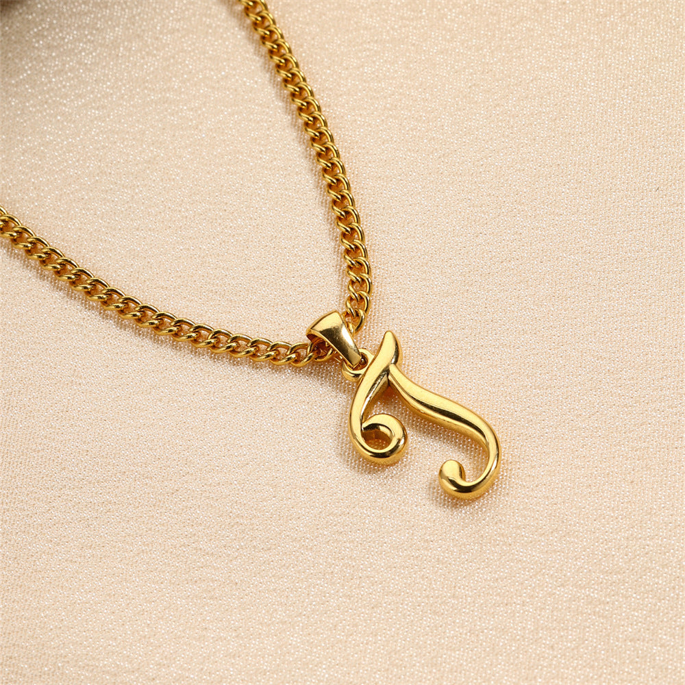 18K Gold Plated Stainless Steel Mini Letter Pendant Necklace