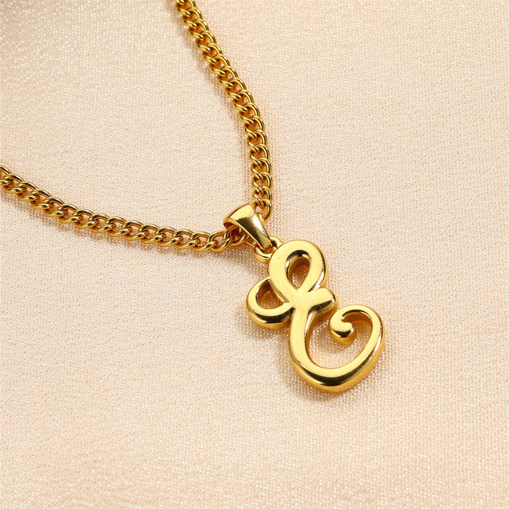 18K Gold Plated Stainless Steel Mini Letter Pendant Necklace