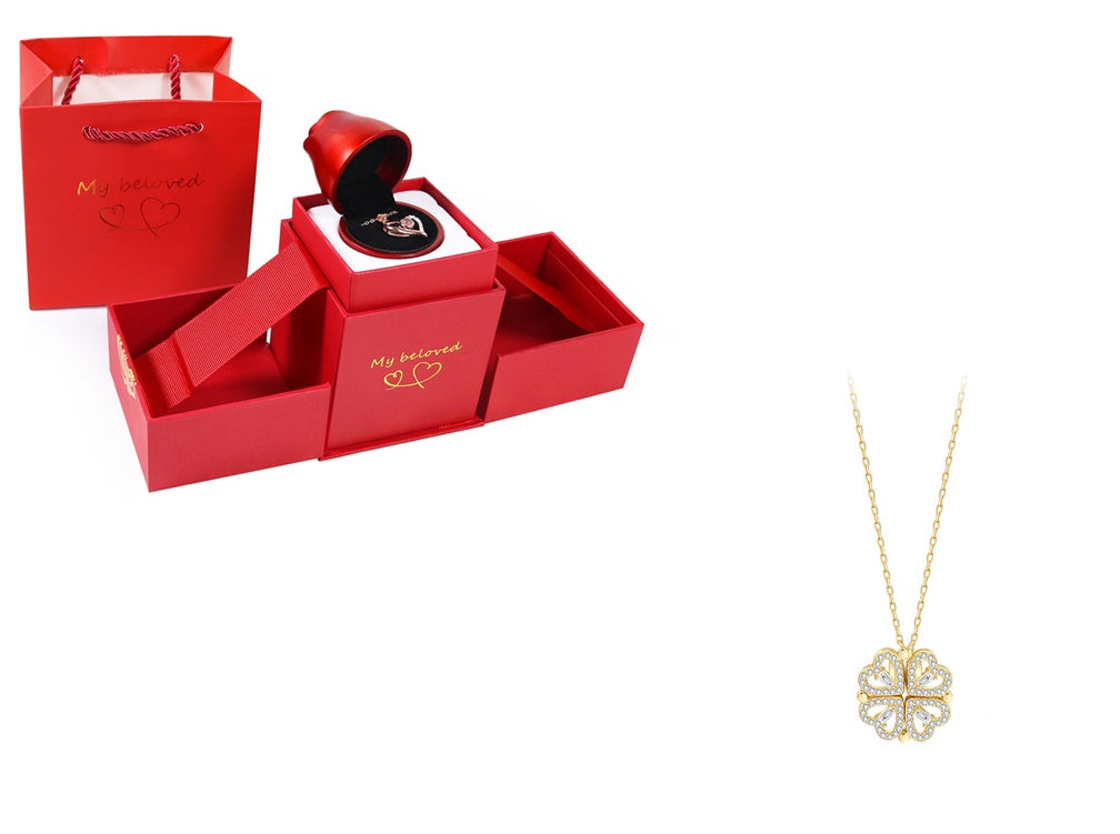 Detachable Four-Leaf Clover Necklace – Women’s Multi-Wear Zircon Chain