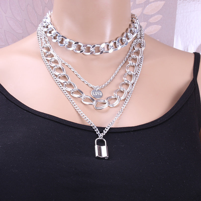 Personalized Multi-Layer Lock Pendant Necklace