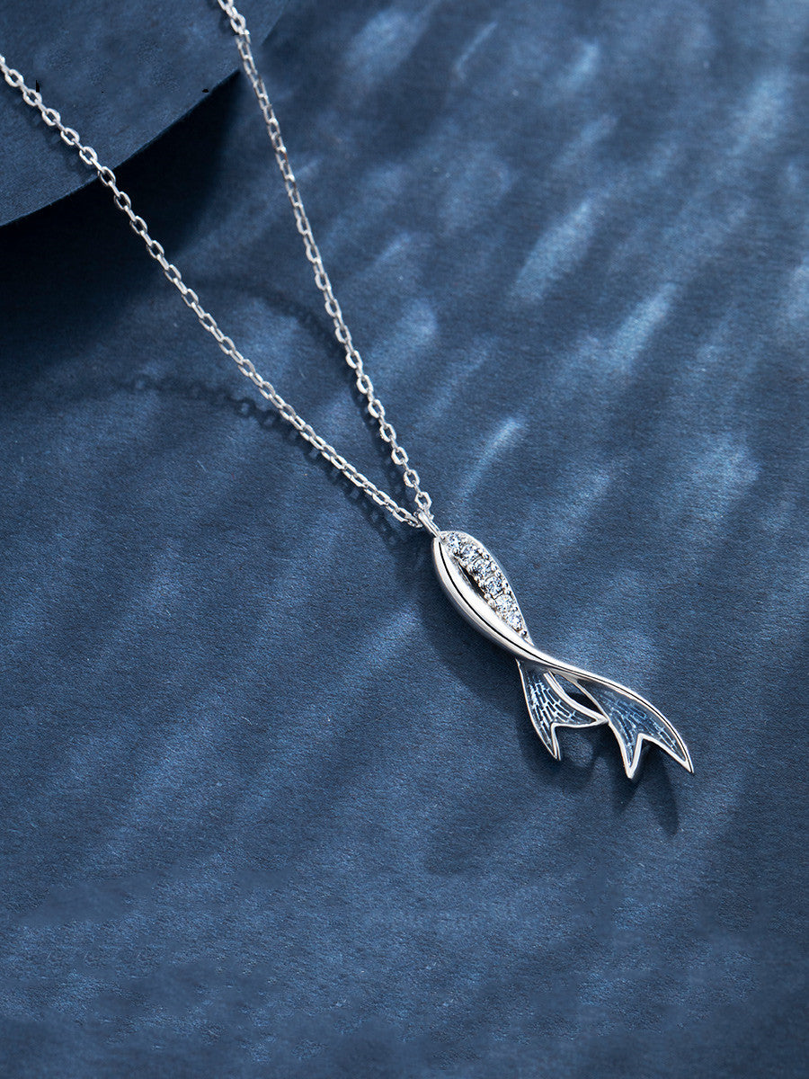 S925 Sterling Silver Fishtail Necklace – Women’s Clavicle Chain