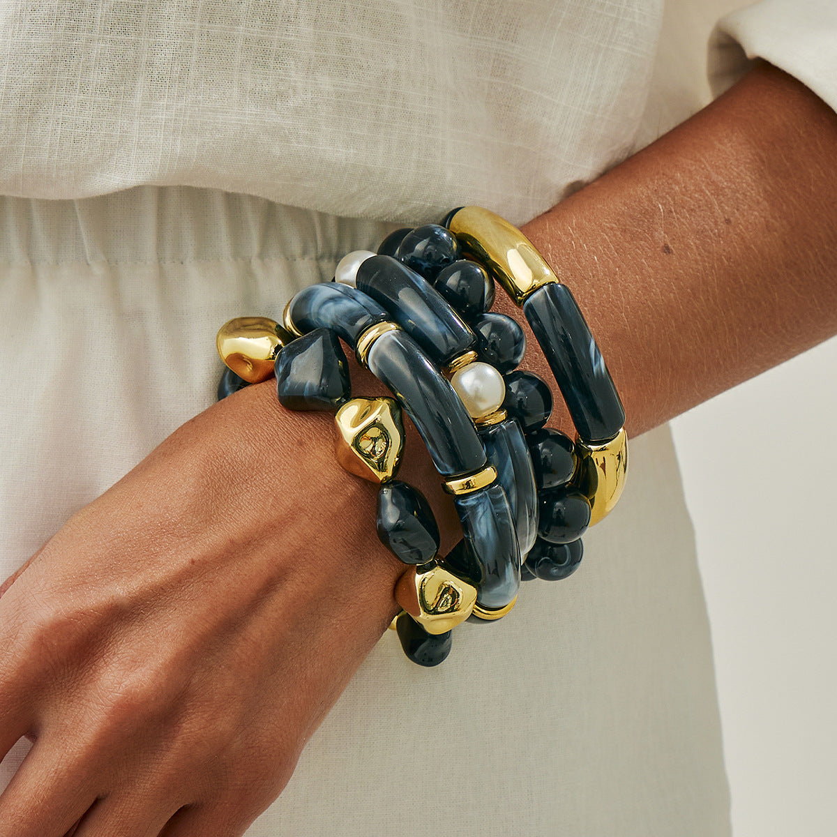 Handmade Beaded Bamboo Resin Bracelet