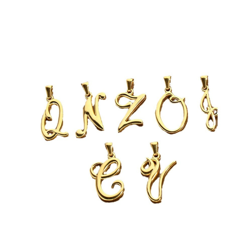 18K Gold Plated Stainless Steel Mini Letter Pendant Necklace