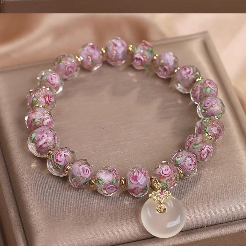 Women’s Elegant Amethyst Bracelet – Light Luxury Peace Buckle Design
